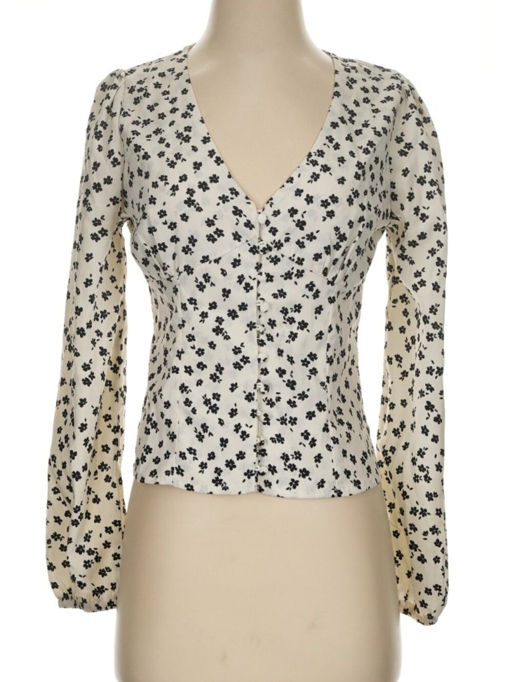 Commense Black & White Floral Button Down